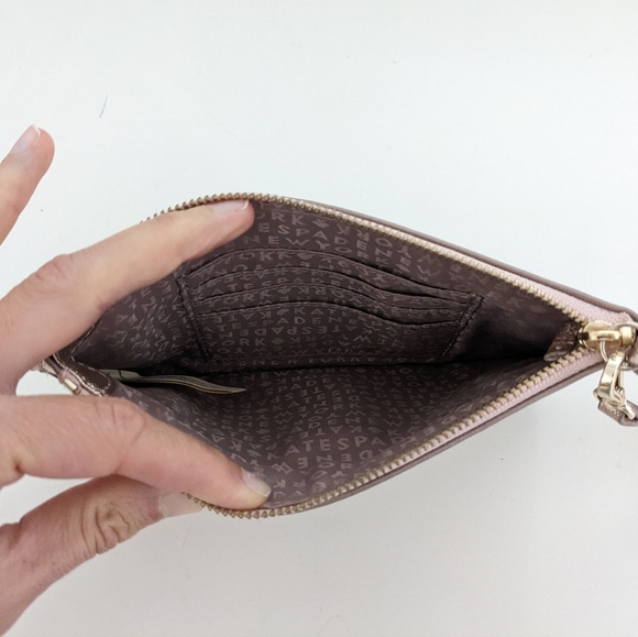 New? EXCELLENT Cond! Kate Spade New York Tinie Laurel Way Rose Gold Wristlet - Picture 6 of 14